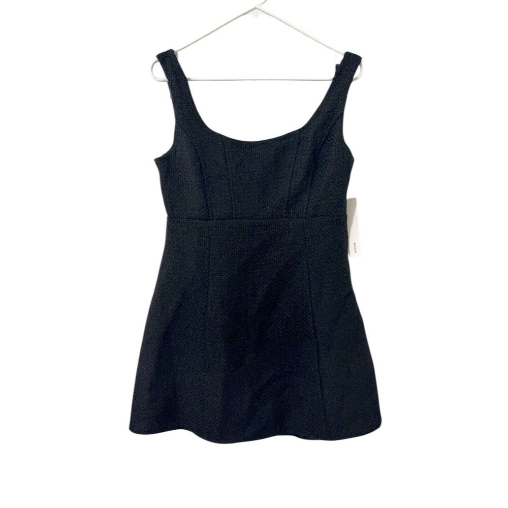 NWT Aqua Women’s Black Mini Tweed Sleeveless Dress Size M